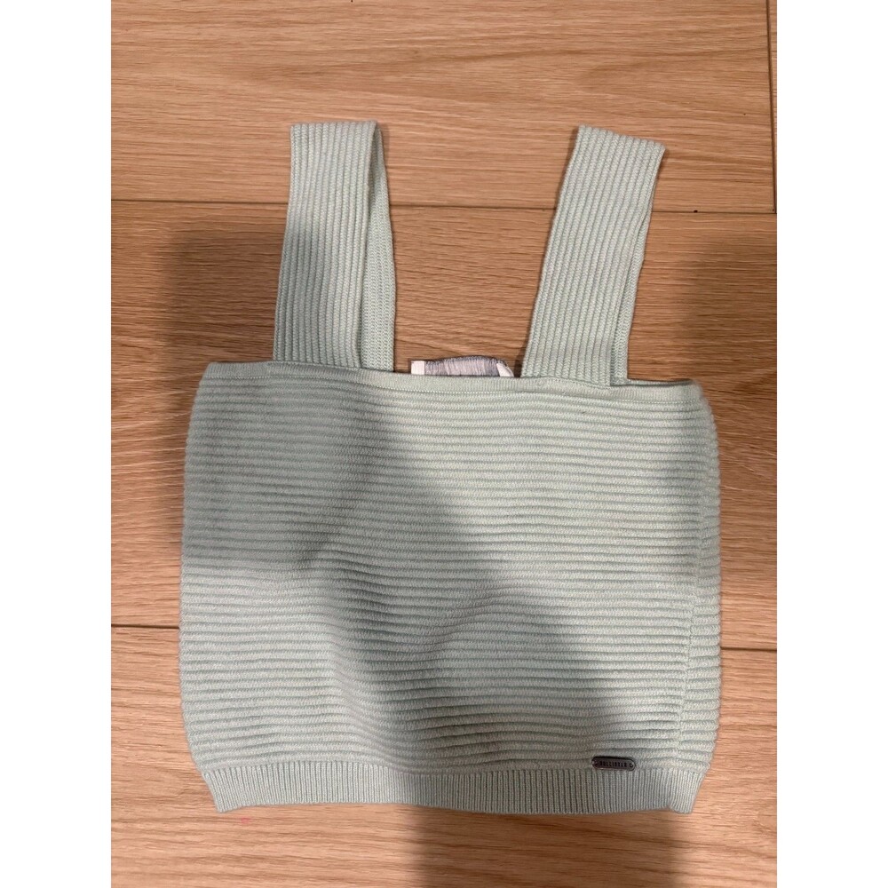 Hollister Women's XS Grey Ribbed Knit Crop Top Sleeveless Tank Square Neck
